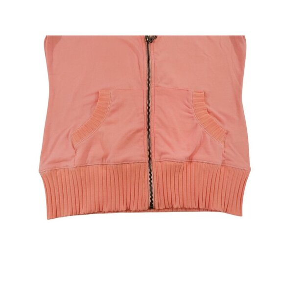 Hooded sweatshirt with zip on the front, short sleeves in pink, size S, NWOT. - Picture 7 of 10